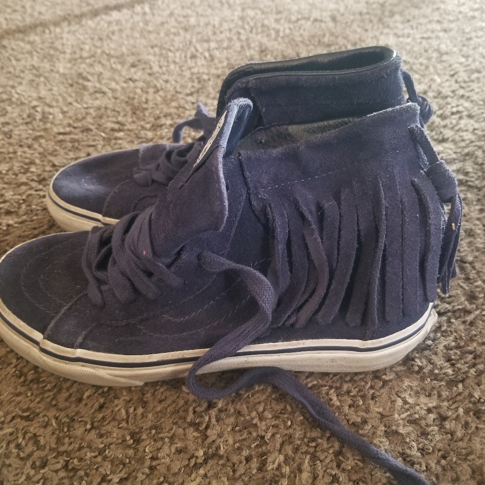 Van's Navy Blue Fringed ankle sneaker. Size 3